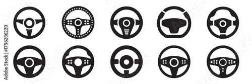 editable steering wheel vectors set threespoke fourspoke multifunction controls dashboard icons ai eps