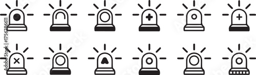 stylized siren icons vector ai eps jpeg png set for warning alerts notifications interfaces and signage