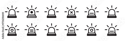 minimal siren icon collection vector glyphs for alarms emergency alerts notifications and ui design