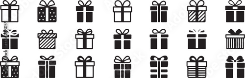 black and white present icons pack unique gift box designs vector ai eps png jpeg for designers