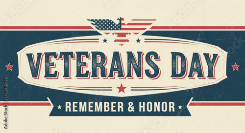 Veterans day patriotic graphic with american flag and eagle design