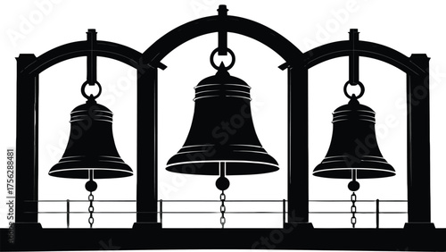 Three Bell Silhouettes in Archway vector sleigh