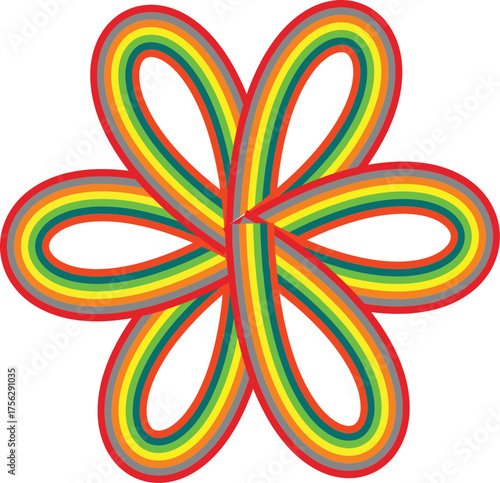 Vibrant Rainbow Flower Abstract Vector