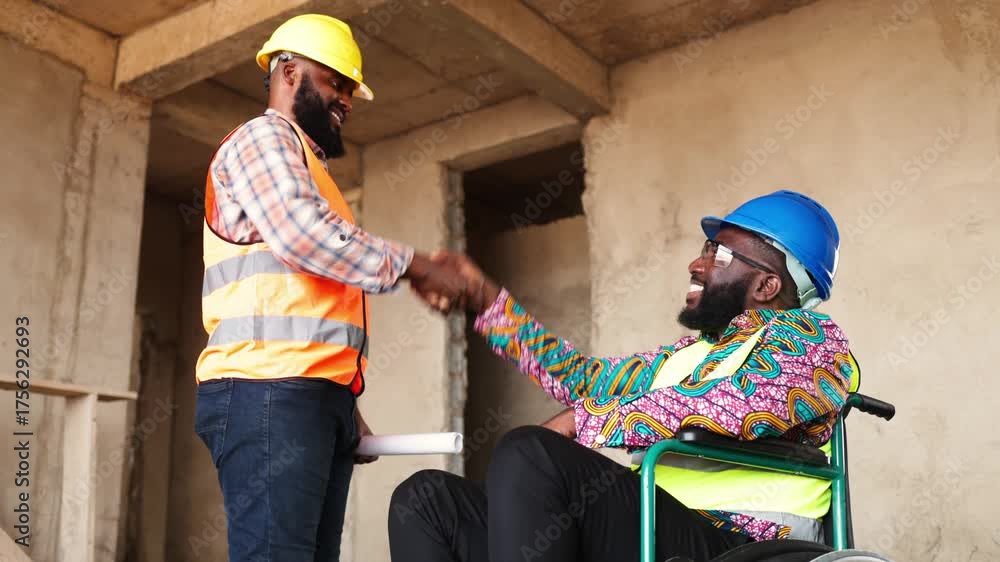 Vídeo do Stock: Disability and inclusion, Two African construction ...