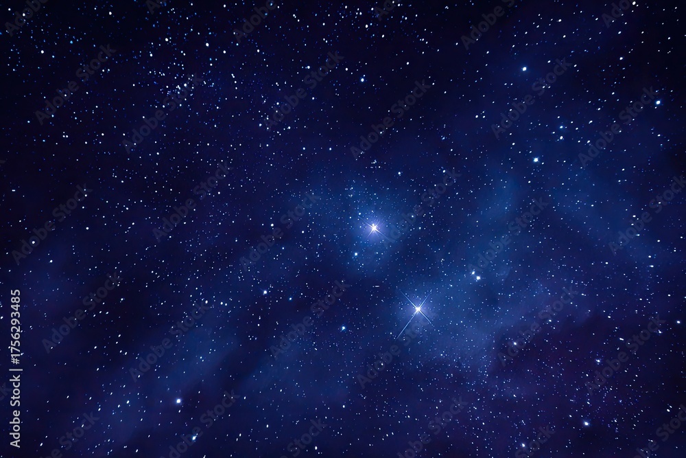 Naklejka premium A cosmic canvas, with countless stars scattered across a deep blue, mysterious, and infinite night