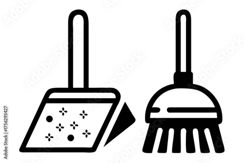 Dustpan and broom for cleaning and sweeping