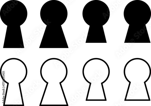 key hole icon set. Door keyhole symbol. Access Point Security sign