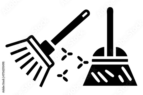 Broom and dustpan for cleaning and sweeping floor
