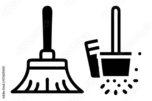 Broom and dustpan for cleaning illustration
