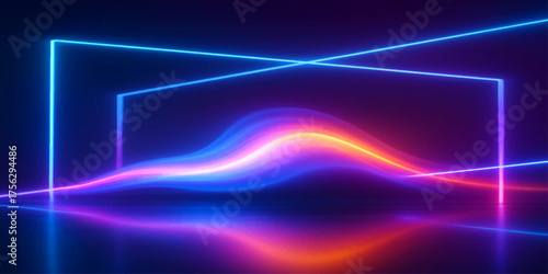 Abstract glowing blue lines flow with wave motion, creating a dynamic background texture and digital design illustration