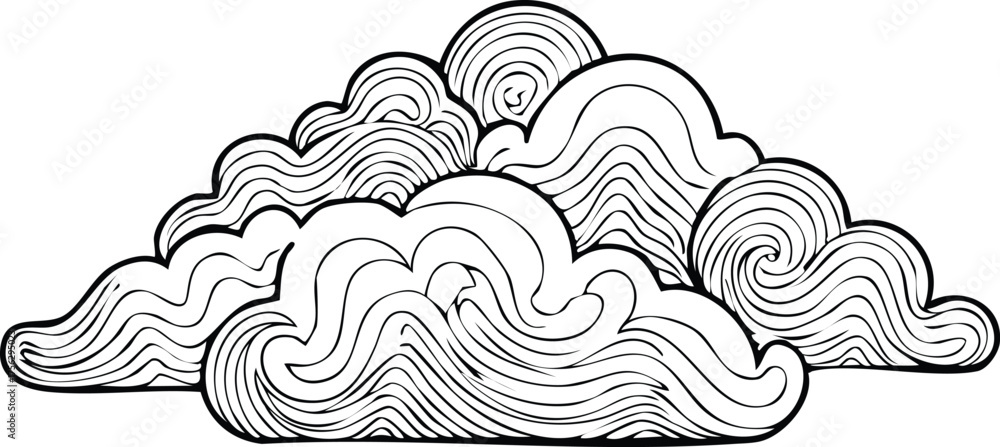 Fototapeta premium Auspicious Sky: Hand-Drawn Traditional Japanese Cloud Vector