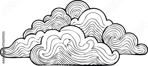 Auspicious Sky: Hand-Drawn Traditional Japanese Cloud Vector