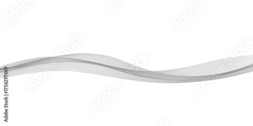 White feather isolated on white with artistic wavy lines and light blue motion pattern for a modern business brochure template