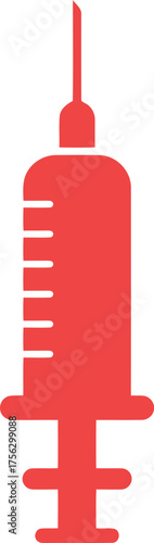 Red medical syringe injection flat icon vector illustration vector