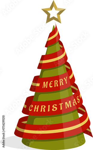 Green and Red Merry Christmas Tree