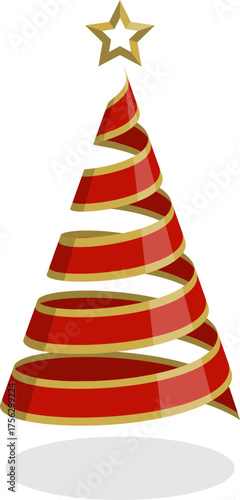 Red Spiral Christmas Tree with Gold Star