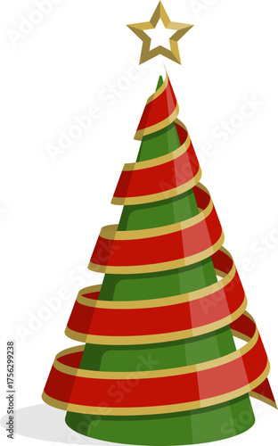 Red and Green Ribbon Christmas Tree