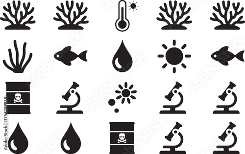 Marine life and environmental science research illustration.