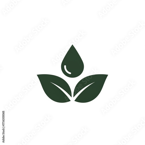 Eco symbol with water drop and green leaves
