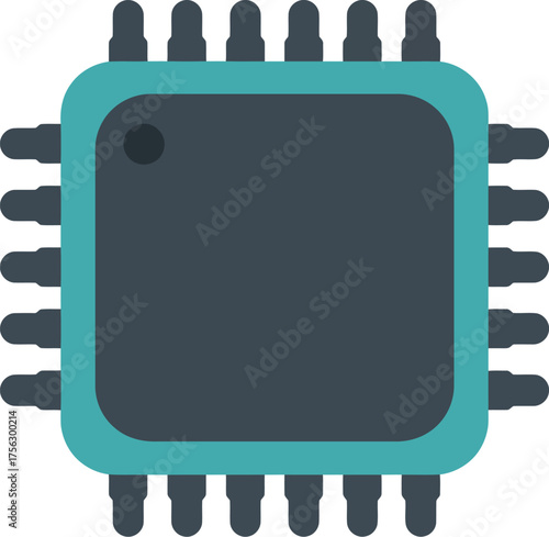 Modern microchip processor circuit board technology icon vector