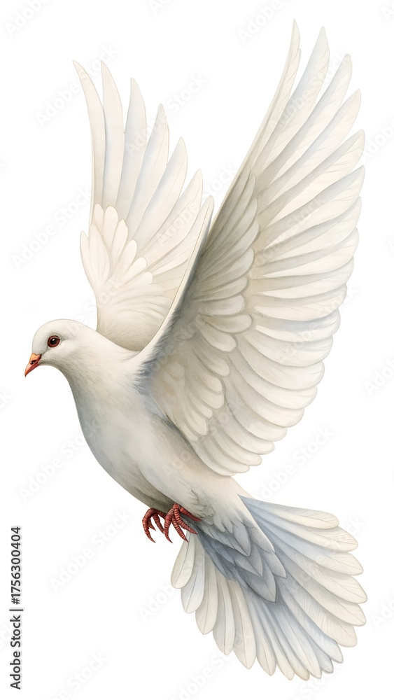 Obraz premium white dove flying with open wings isolated