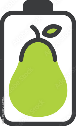Pear battery icon healthy energy recharge concept vector