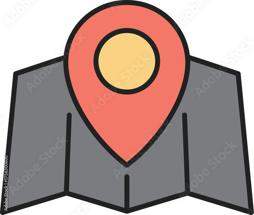 Location pin on folded map icon vector illustration navigation destination search vector