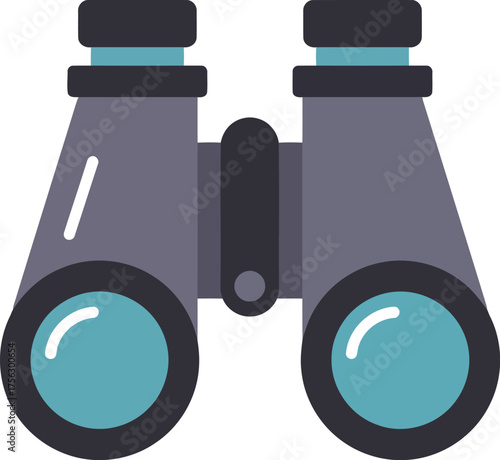 Modern binoculars flat icon search discovery exploration vector