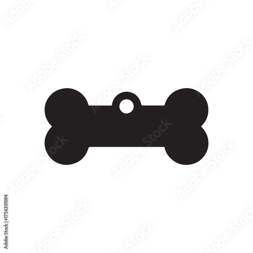 Dog bone tag icon silhouette vector flat illustration design on white background