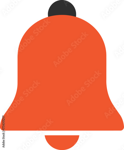 Modern orange notification bell icon alert signal symbol vector