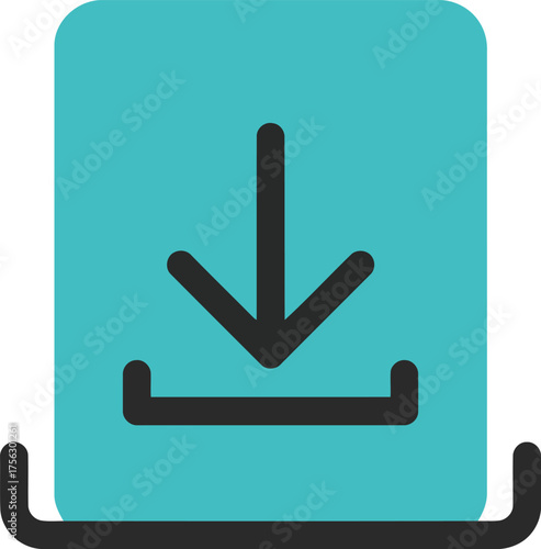 Modern turquoise download icon interface element vector