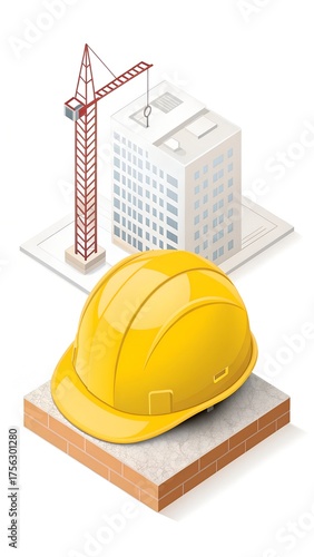 yellow hard hat isolated construction theme
