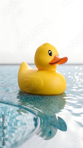 yellow rubber duck floating white background 3d