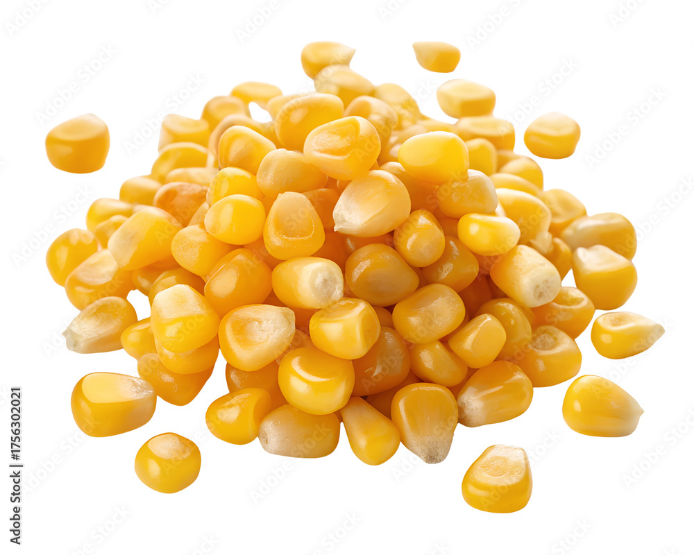 Fototapeta premium yellow corn kernels isolated on white background 