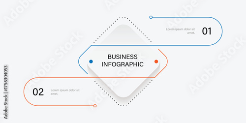 Design infographic template vector element 2 step process in the square shape. Vector banner information graphic and presentation