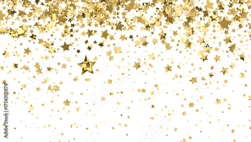 Falling gold glitter stars and dollar signs on a png black background confetti