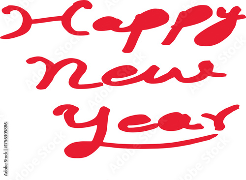 Handwritten Happy New Year 2026 Brushstroke Design Element