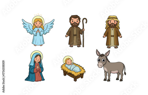 Nativity scene icons for christmas-themed designs and decor