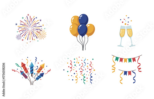 Festive celebration icons for party design and event branding