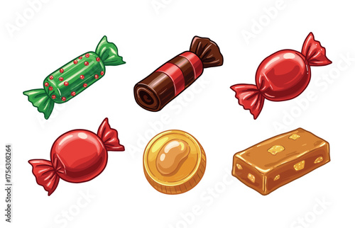Sweet treats and candy icons for dessert branding and marketing