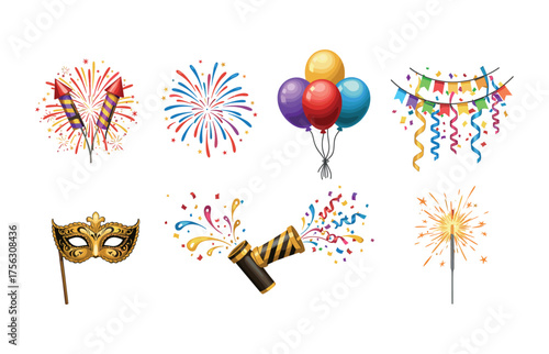 Festive celebration icons for party planning and event design