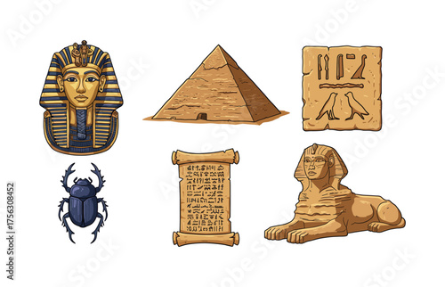 Ancient egyptian symbols for cultural and educational design