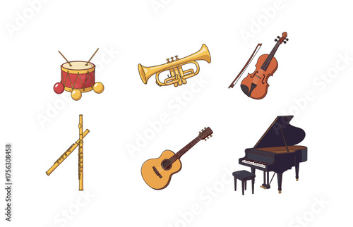 Classic music instruments for educational and creative design