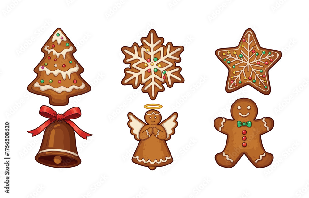 Fototapeta premium Christmas cookie icons for holiday design and festive branding