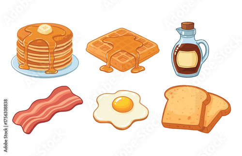 Delicious breakfast icons for restaurant menus and food blogs