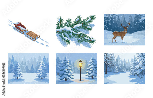 Winter wonderland icons for seasonal design and decor projects