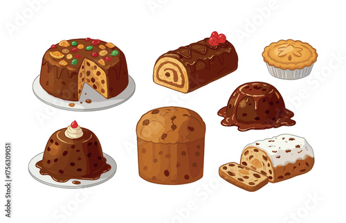 Festive baked desserts collection for holiday celebrations and culinary design