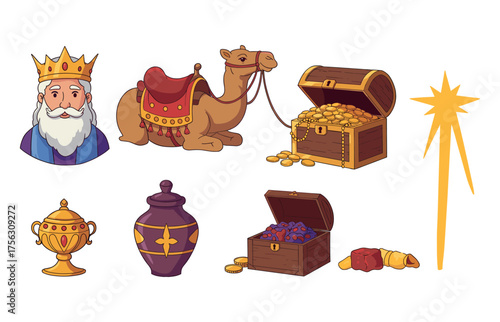Three kings day celebration icons for cultural and festive designs