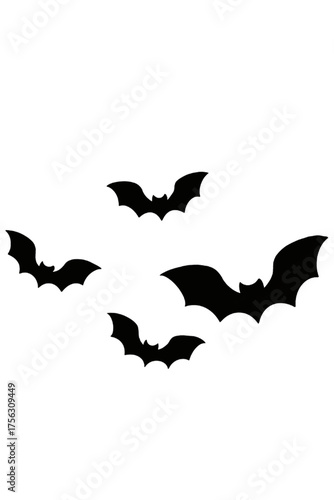 Spooky flying bats silhouette swarm for Halloween night or dark fantasy scenes
