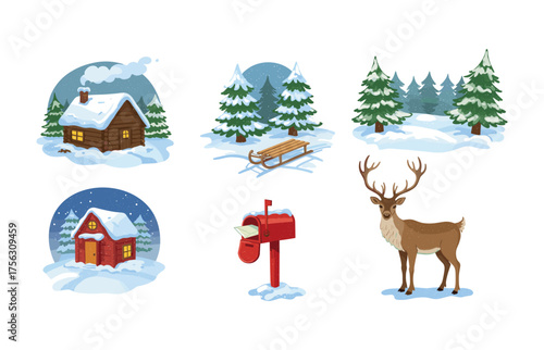 Winter wonderland icons for holiday design and seasonal marketing